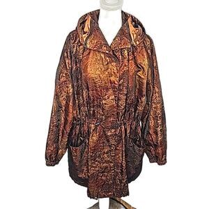 Trench Coat by Animale Rust Brown Cinch Waist and Bottom 2 Front Pockets Sz. XL